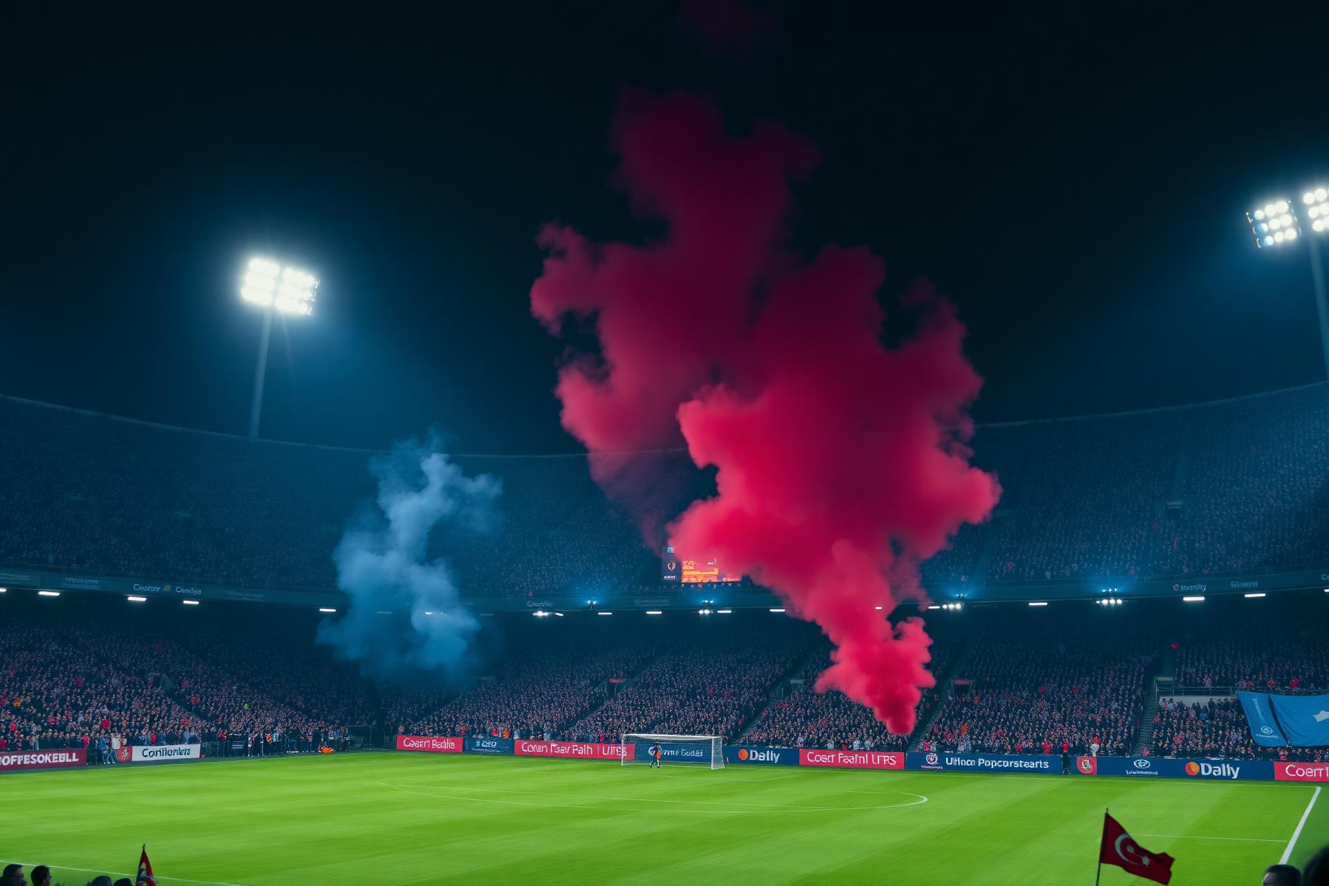 Estádio lotado durante uma partida de futebol
